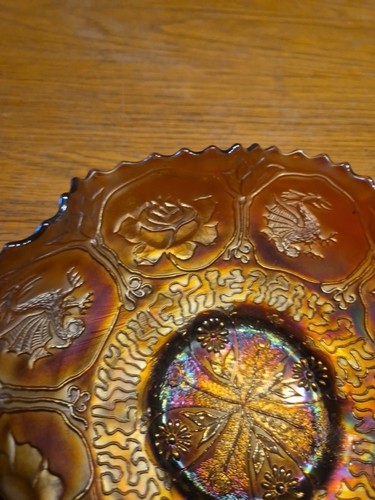 Eine Vintage Fenton "Drache und Lotus" dunkle Karneval Glas Obstschale um 1950 sehr guter Zustand - Bild 3 von 11