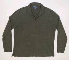 Vintage Polo Ralph Lauren Quarter Zip Pullover Sweater Olive Green Close Knit XL