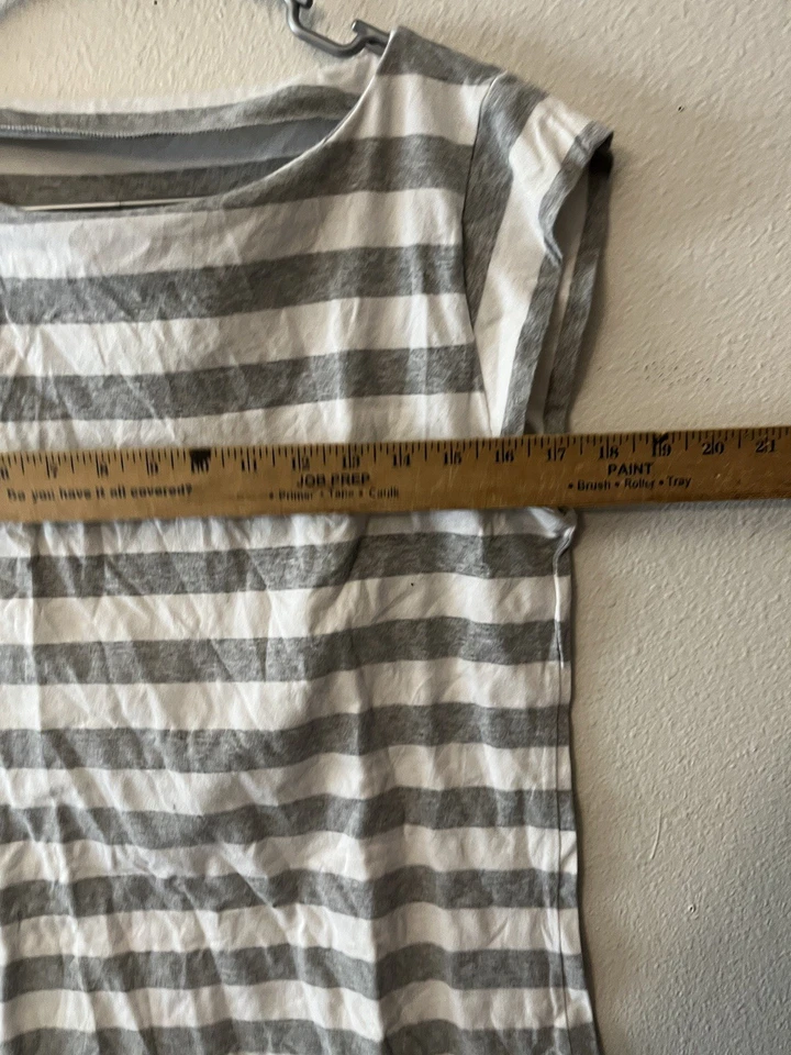 Gap женщин белый и серый в полоску круглый вырез крышка рукав пуловер блузка верхний большой - Изображение 4 из 4