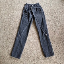 Roper Vintage High Waisted Western Jeans Black Crossover Pleated USA Made 3/4