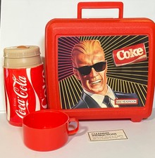 Vintage 1986 Max Headroom Coca-Cola Lunchbox Thermos Cup COMPLETE Set Aladdin