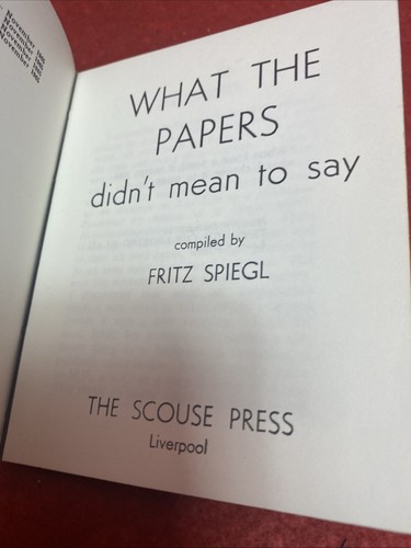 What The Papers Didnt Mean To Say Fritz Spiegl 1965 Karton Buch Portofrei - Bild 6 von 9