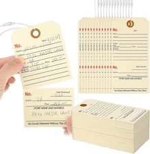 200 Pcs Repair Tags with Attached String and Stub Numbered Manila Cardstock Tags