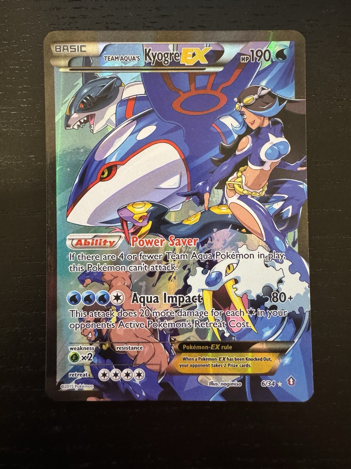 Team Aqua's Kyogre EX Double Crisis 6/34 Ultra Rare Pokemon Card - LP