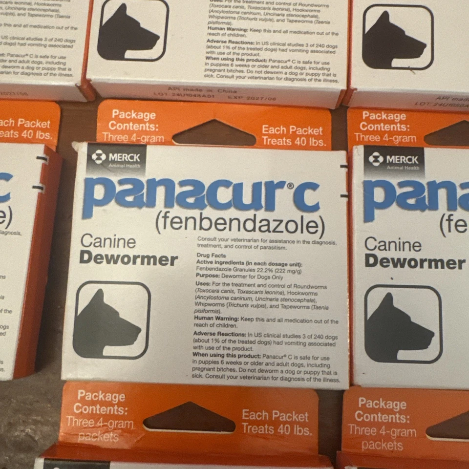 10x Panacur C 4 gram Canine 40lbs Dewormer Treatment 3 packets Per Box Exp 06/27 - Image 2 of 4
