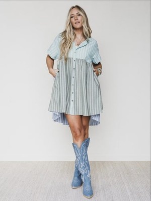 Oli & Hali Daylight Escape Stripped Button Down Dress Size Extra Large