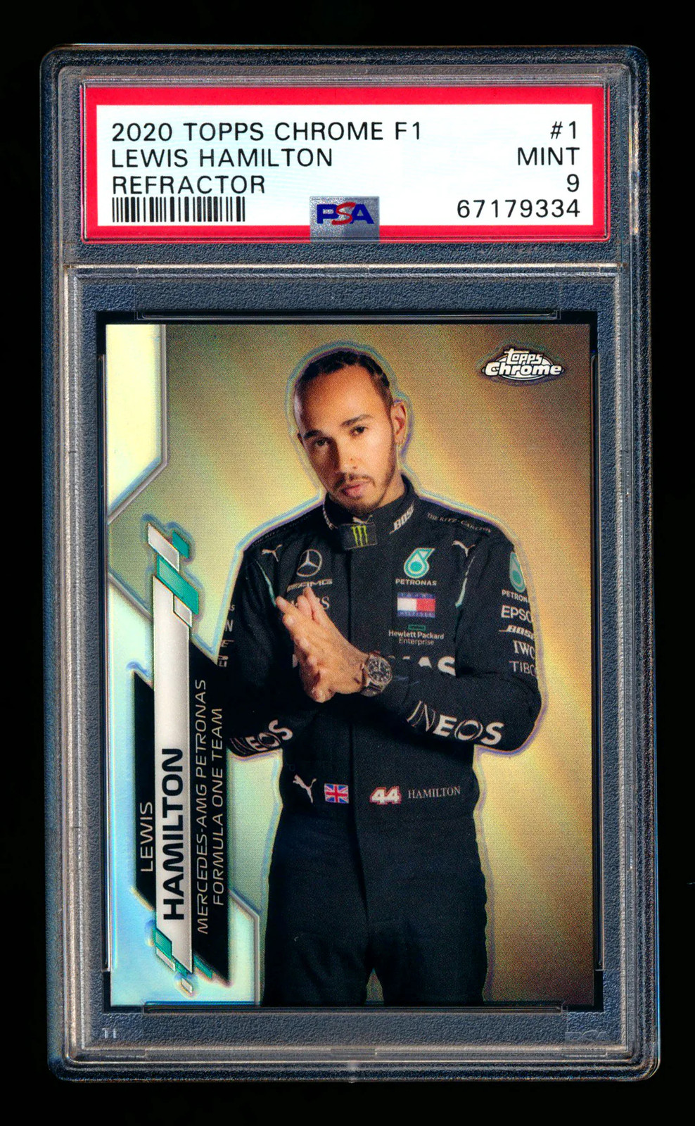 2020 Topps Chrome F1 #1 Lewis Hamilton RC Refractor Portrait PSA 9