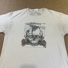 Vintage Deftones Shirt Large Gray USA Made Skull Skeleton Grunge Emo Punk Band
