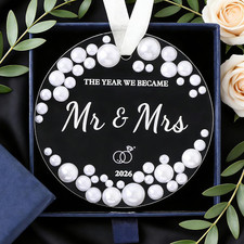 Wedding Gifts for Couples 2026 - First Christmas Married Ornament Mr and Mrs Orn