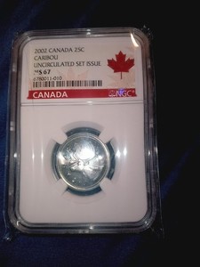 2002CANADA 🇨🇦 25c NGC MS 67 CANADIAN ICONS CARIBOU QUARTER FIRST RELEASES
