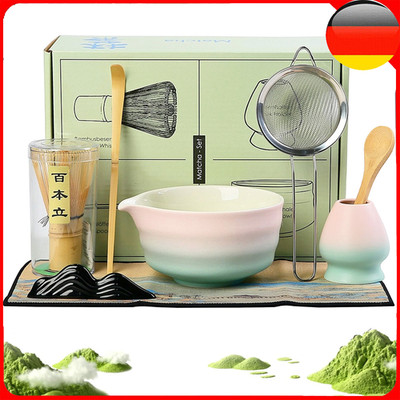 Matcha-Set 8-Teiliges Set, Matcha-Rührer-Set, Keramik-Matcha-Set inklusive Match
