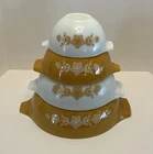 Set of 4 Pyrex Butterfly Gold 1 Cinderella Mixing Bowls, 441 442 443 444