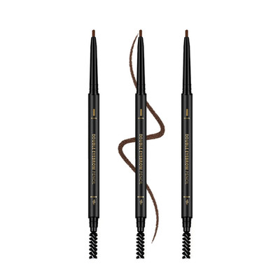 3 Pcs Dark Brown Waterproof Eyebrow Pencil w/ Spoolie Longwearing Precision
