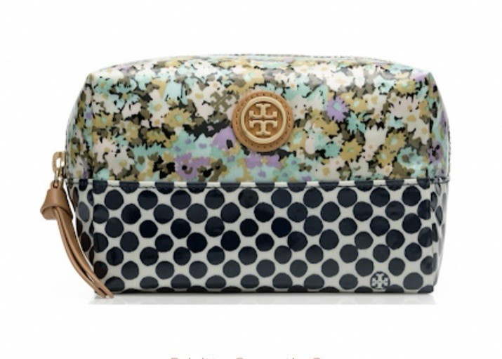 Tory Burch Brigitte Cosmetic Case Floral Polka Dot Make up Bag Toiletries Travel thumbnail 13