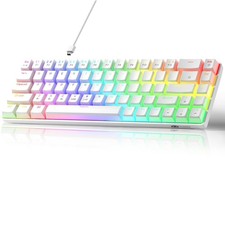60 Mechanical Gaming Keyboard Red Switch 68 Keys RGB Wired White Windows PC