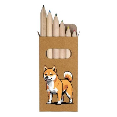 6 x 'Pixel Style Shiba Inu' Short Colour Pencils (PE00089324)