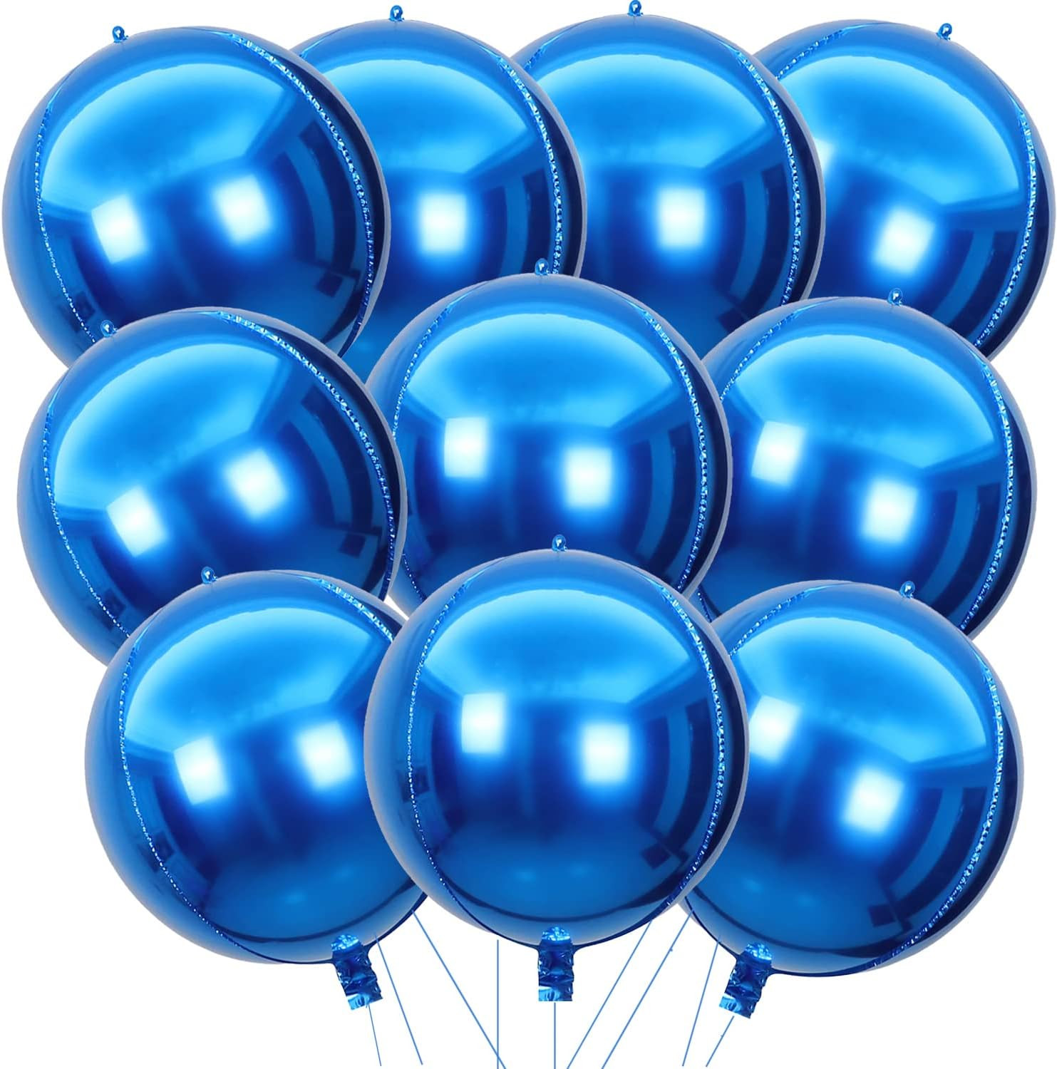 22 Inch Blue Mylar Balloons, 10Pcs Big Metallic Balloons,Large 4D Giant round...