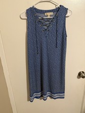 Womens Michael Kors Sleeveless Dress Blue Coral Print Size Small