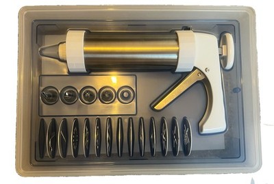 Kuhn Rikon Stainless Steel Cookie Press Set w Case Recipe Book