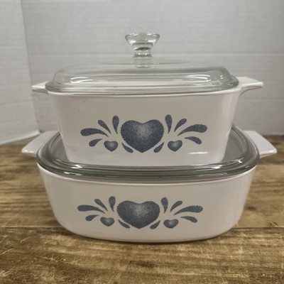 Vintage CorningWare Country Cottage 2L & 1.5L Casseroles & Lids A-2-B & A-1.5-B