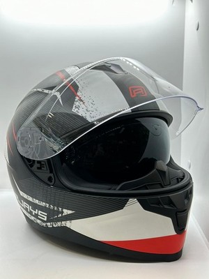 Rjays Dominator II Matte White/Red Motorcycle Helmet Size Large with Manual
