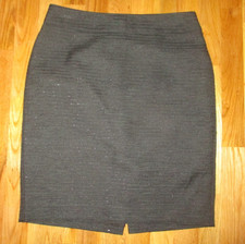 Ladies Ann Taylor Gray Metallic Textured Striped Pencil Skirt Size 4P