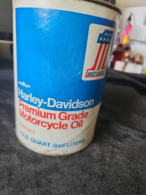 Vintage AMF Harley Davidson Quart Motorcycle Oil Can (Full) Great Advertising 