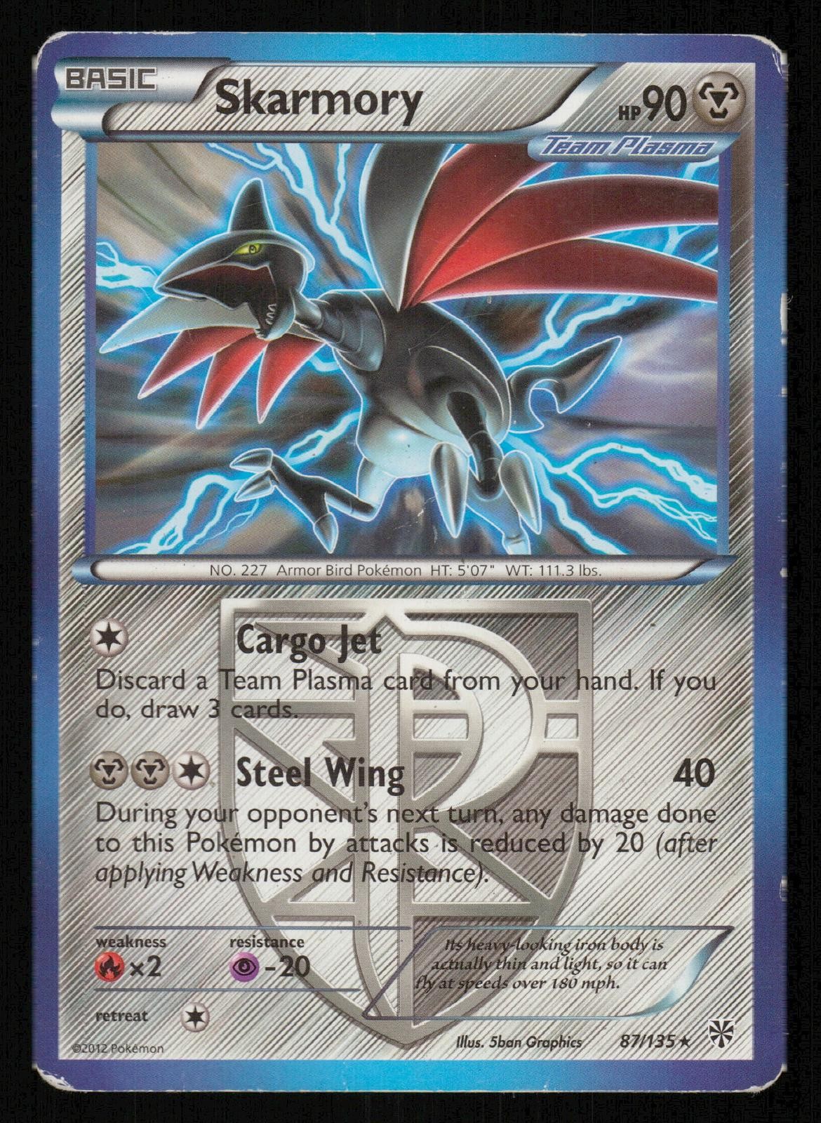 Skarmory 87/135 Rare Plasma Storm Pokemon Heavily Played