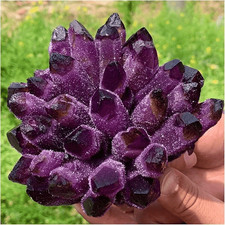 Large natural amethyst phantom earth quartz cluster crystal - nice