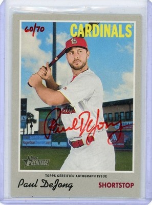2019 TOPPS HERITAGE #ROA-PD PAUL DEJONG AUTOGRAPH ''RED INK'' #60/70 (CARDINALS)