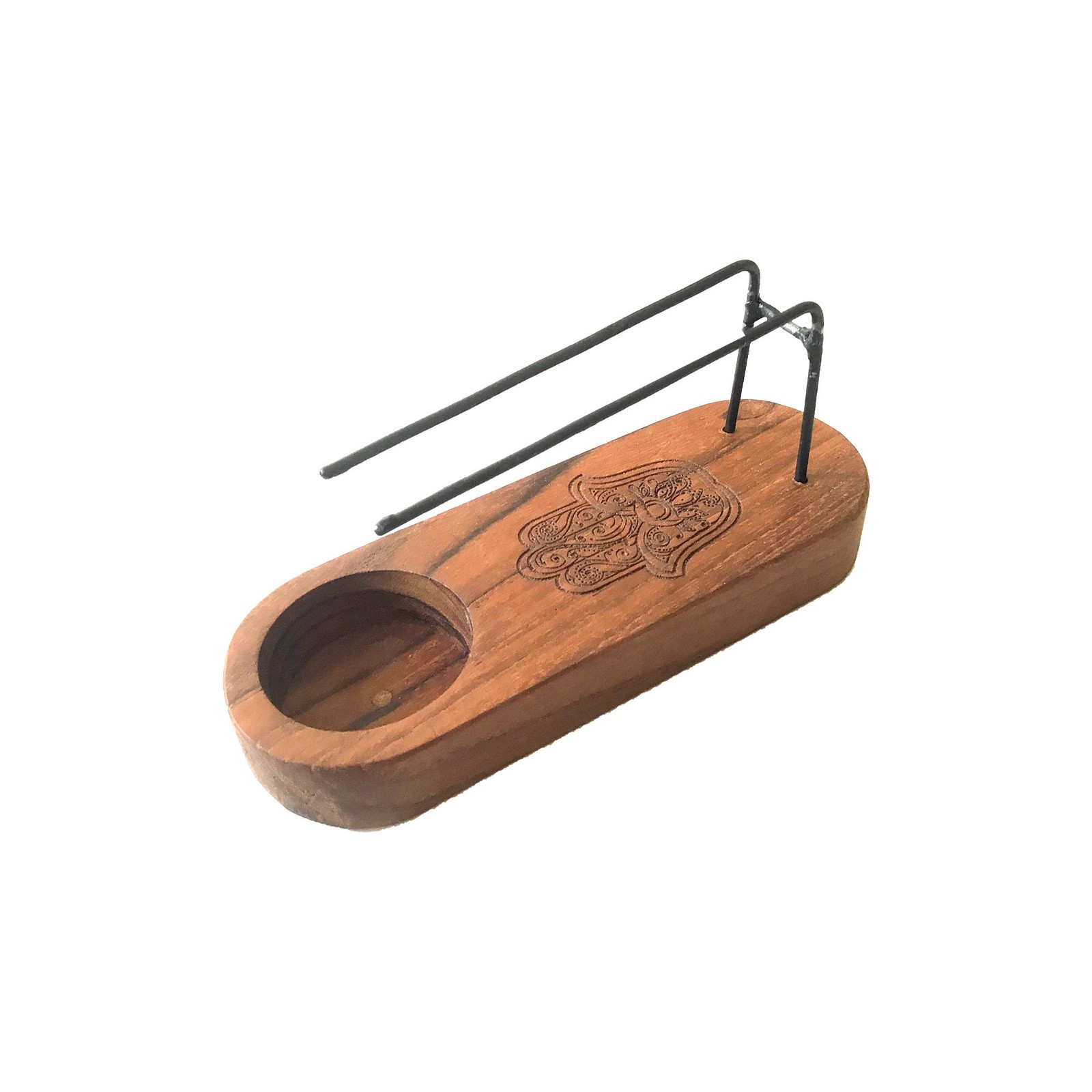 Small Palo Santo Heater - Teak Wood Hamsa Design Heaters - Image 2