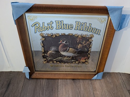 Pabst Blue Ribbon Wood Duck Mirror PBR Wildlife Collection Bar Decor Man Cave
