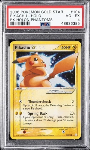 2006 POKEMON EX HOLON PHANTOMS GOLD STAR #104 PIKACHU-HOLO PSA 4