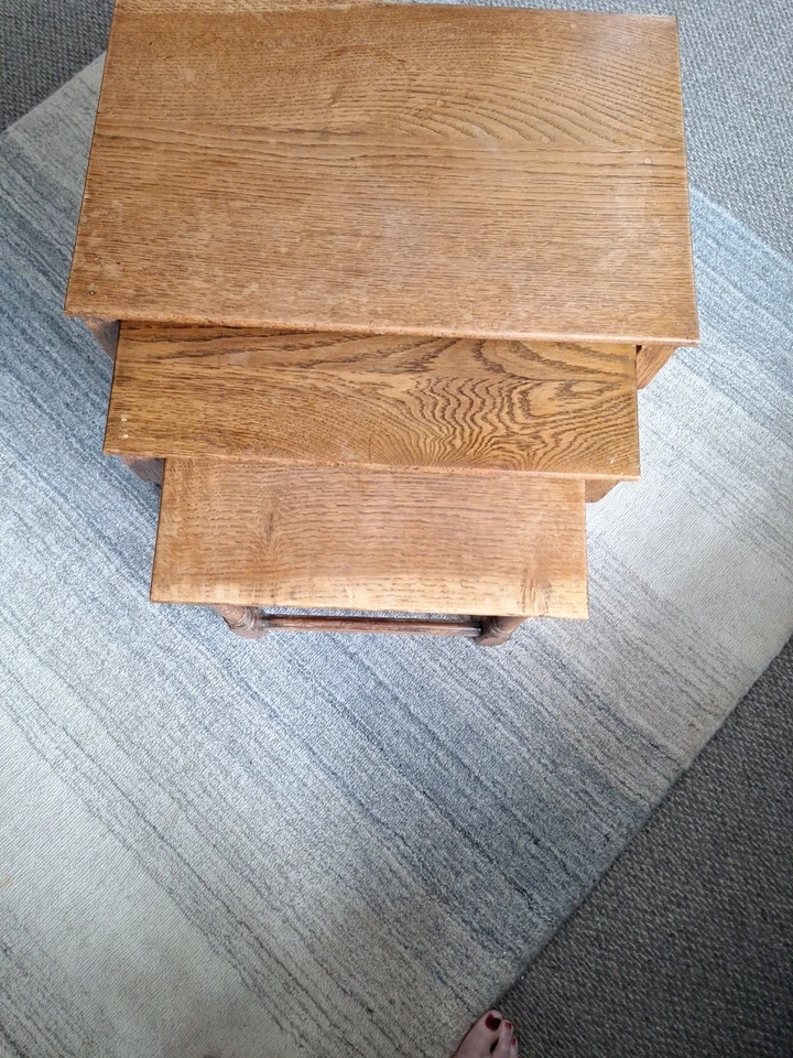 Vintage  Oak Nest Of Tables - Side Wooden Occasional CC251 Utility Wartime Shed  - Image 2 of 4