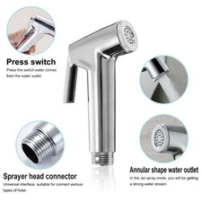 Chrome Bidet Spray Tap Hygienic Toilet Shower Head Hose Bathroom Flushing F6