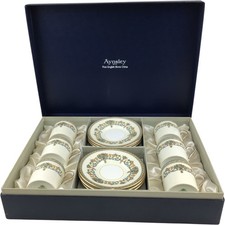 Aynsley Henley Fine English Bone China Coffee Set Six Cups Saucers Floral Boxed