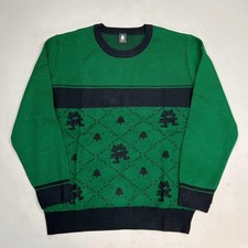 MONSTERCAT Records Soft Holiday Monogram Pullover Sweater Men's Sz M Green