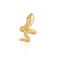 Gold Snake Ring with Green Quartz Eyes Adjustable Serpent Wrap Ring Jewelry Gift