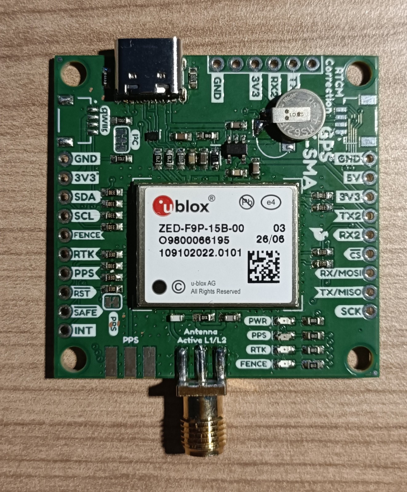 GNSS GPS RTK u-blox ZED-F9P L1 L5 sparkfun carte SMA