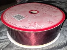 100ft × 2in Red w/Gold Trim Holiday Ribbon *new*