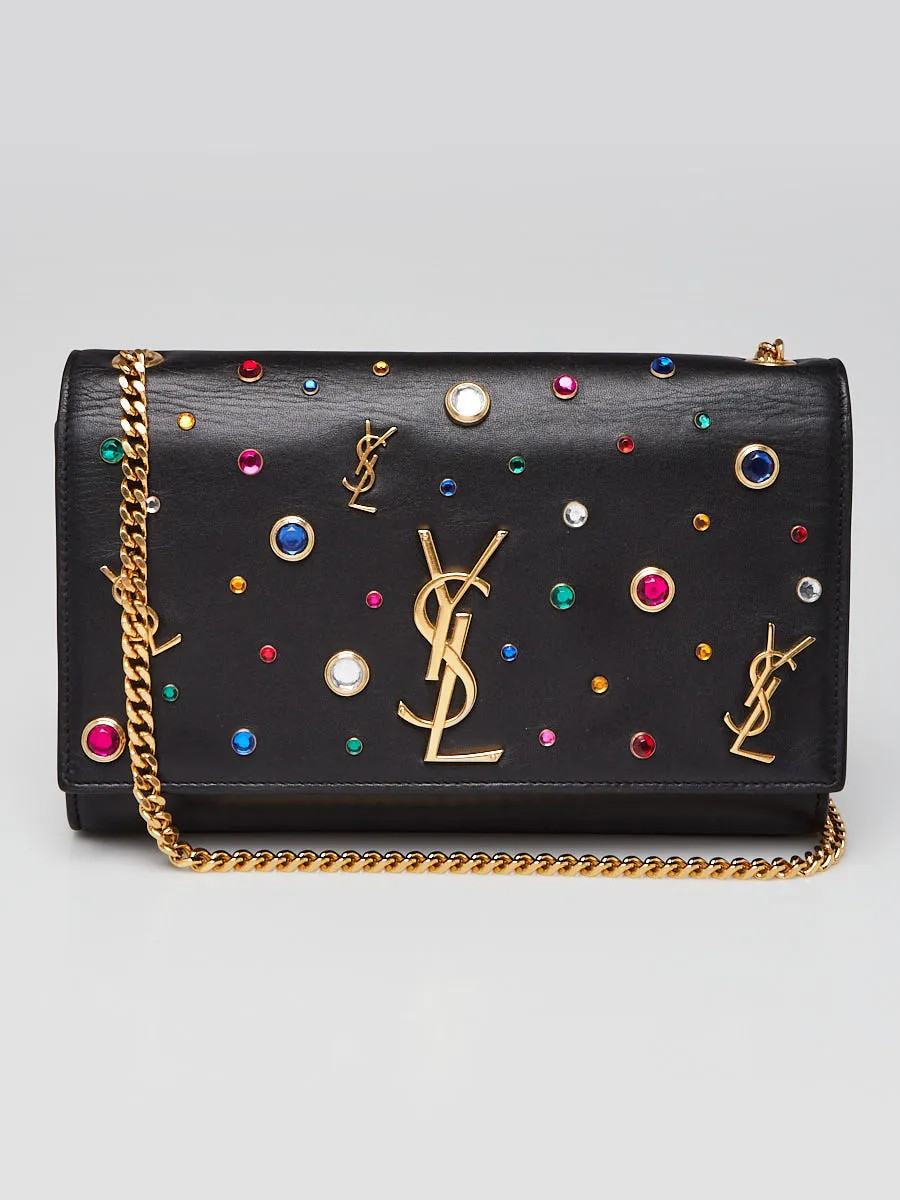 Yves Saint Laurent Black Leather Studded Medium Kate Bag