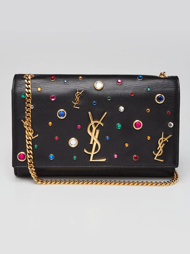Yves Saint Laurent Black Leather Studded Medium Kate Bag