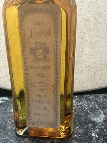 Vntg. Three-Sided Bottle - JEWEL MACHINE INDEPENDENT OIL CO. FULL Mansfield Oh. - Picture 2 of 6