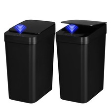 2 Pack Bathroom Trash can,Smart Touchless Can,Automatic Black Black