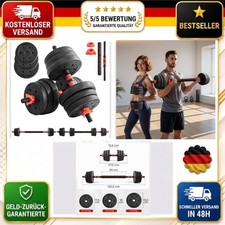 Yaheetech Kit d'haltères 20 kg haltères courts haltère long réglable 12 disques