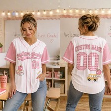 Teacher Baseball Jersey Personalized Custom Name Gingham Teacher Shirt