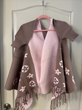 New Open Shawl Poncho Sweater Wrap Taupe Khaki Pink