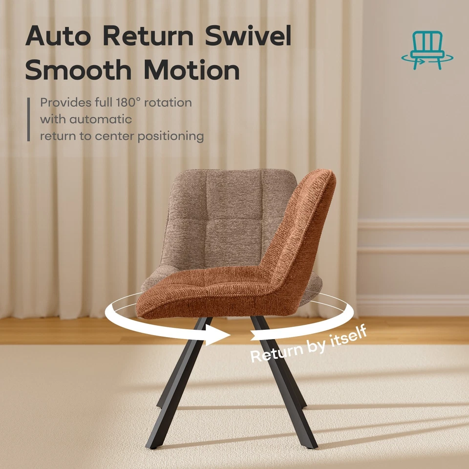 Fabric Swivel Dining Chairs for Kitchen Table Living Room Accent Leisure Chair 3 - Image 3 of 4