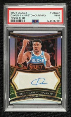 2024-25 Panini Select Signatures 6/75 Giannis Antetokounmpo PSA 9 MINT Auto 16rf