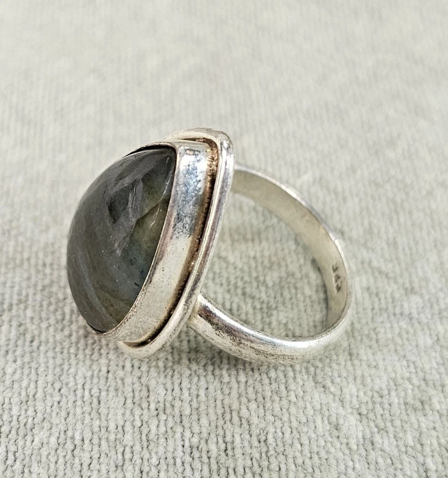 Anillo de plata de ley/925 labradorita joyería de regalo vintage Foto 2 de 4